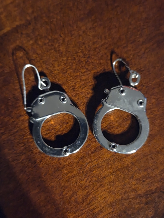 Jewelry - Silver Tone Handcuff Earrings
